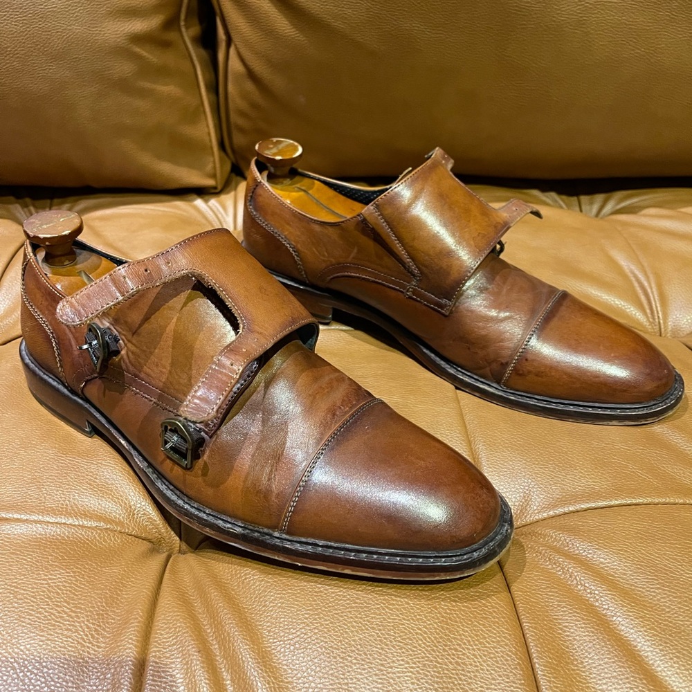 Aston Grey monk strap dress shoes